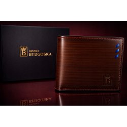 Elegancki portfel męski brązowy na karty gotówkę eko skóra dla taty Grawer