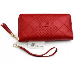 Portfel damski czerwony elegancki ze skóry eko karty gotówkę ochrona RFID