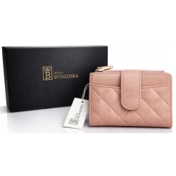 Portfel damski portmonetka różowa elegancka ze skóry eko karty gotówkę