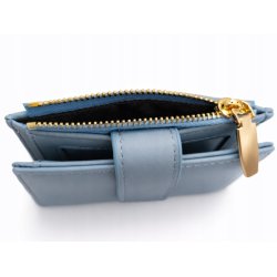Portfel damski portmonetka niebieska elegancka ze skóry eko karty gotówkę