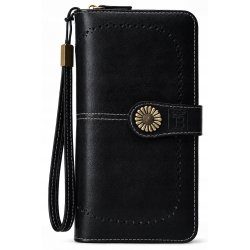 Portfel damski czarny elegancki ze skóry eko karty gotówkę ochrona RFID