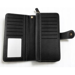 Portfel damski czarny elegancki ze skóry eko karty gotówkę ochrona RFID