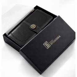 Portfel damski czarny elegancki ze skóry eko karty gotówkę ochrona RFID