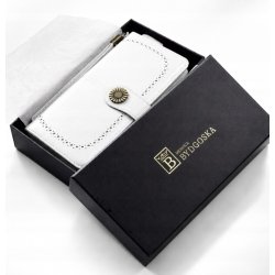 Portfel damski biały elegancki ze skóry eko karty gotówkę ochrona RFID