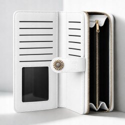 Portfel damski biały elegancki ze skóry eko karty gotówkę ochrona RFID