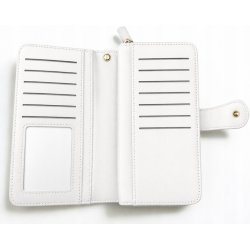 Portfel damski biały elegancki ze skóry eko karty gotówkę ochrona RFID