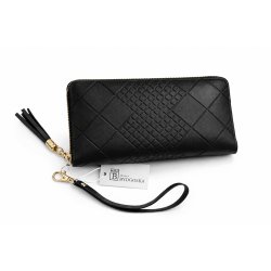 Portfel damski czarny elegancki ze skóry eko karty gotówkę ochrona RFID