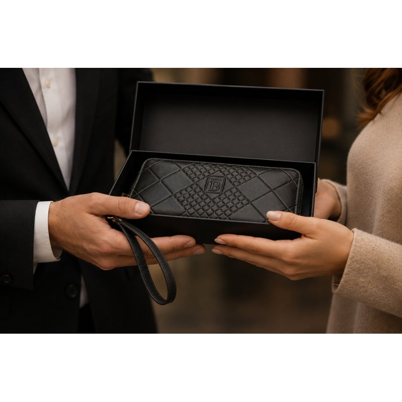 Portfel damski czarny elegancki ze skóry eko karty gotówkę ochrona RFID