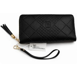 Portfel damski czarny elegancki ze skóry eko karty gotówkę ochrona RFID