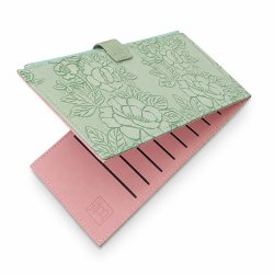Portfel damski zielony miętowy ekoskóra kwiaty etui na karty ochrona RFID