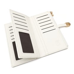 Portfel damski beżowy kwiaty elegancki eko skóra etui na karty ochrona RFID
