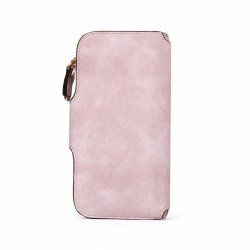 Portfel damski różowy ekoskóra marmurowy etui na karty gotówka ochrona RFID