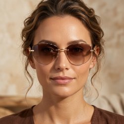 Okulary damskie drewniane złoto UV 400 przeciwsłoneczne oryginalne vintage