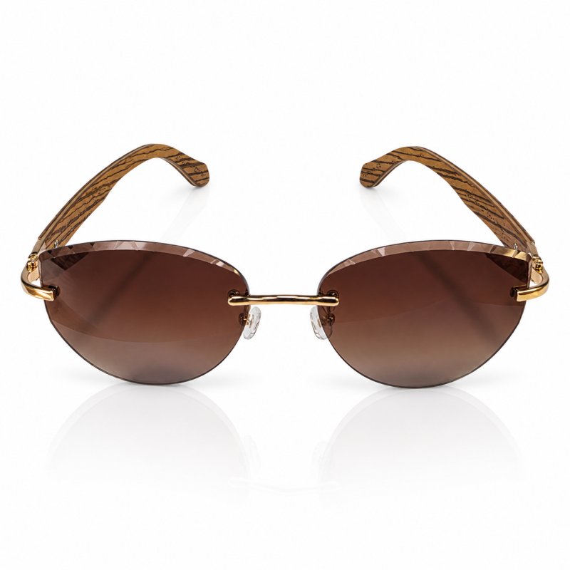 Okulary damskie drewniane złoto UV 400 przeciwsłoneczne oryginalne vintage