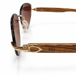 Okulary damskie drewniane złoto UV 400 przeciwsłoneczne oryginalne vintage