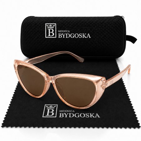 Okulary damskie jasno różowe UV 400 przeciwsłoneczne oryginalne kocie