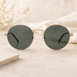 Okulary damskie lenonki zielone UV 400 przeciwsłoneczne metalowe panterka