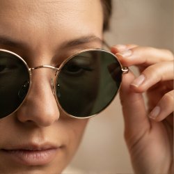 Okulary damskie lenonki zielone UV 400 przeciwsłoneczne metalowe panterka