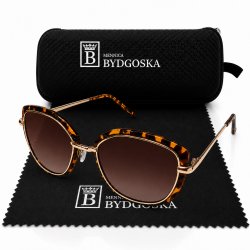 Okulary damskie panterka złote UV 400 przeciwsłoneczne oryginalne vintage