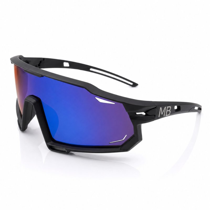 Okulary sportowe damskie męskie unisex polaryzacyjne przeciwsłoneczne lustrzane czarne MB