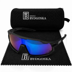 Okulary sportowe damskie męskie unisex polaryzacyjne przeciwsłoneczne lustrzane czarne MB