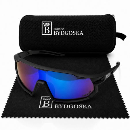 Okulary sportowe damskie męskie unisex polaryzacyjne przeciwsłoneczne lustrzane czarne MB