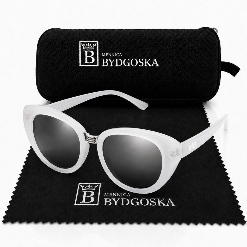 Okulary damskie perłowe srebrne UV 400 przeciwsłoneczne oryginalne vintage