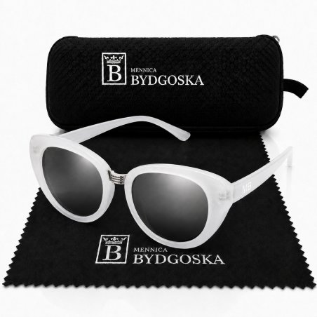 Okulary damskie perłowe srebrne UV 400 przeciwsłoneczne oryginalne vintage
