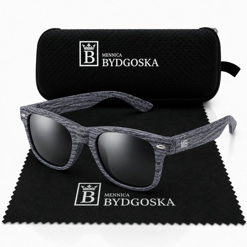 Okulary przeciwsłoneczne Mennica Bydgoska szare męskie UV400 polaryzacyjne