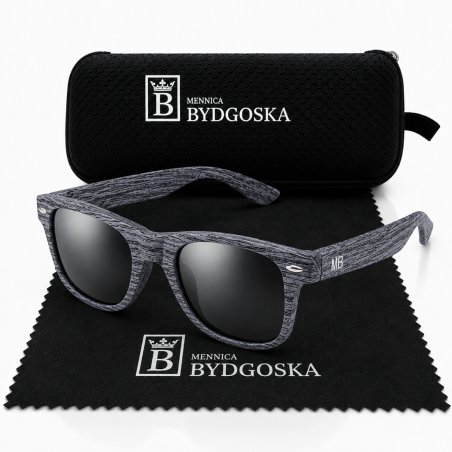 Okulary przeciwsłoneczne Mennica Bydgoska szare męskie UV400 polaryzacyjne