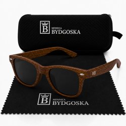 Okulary przeciwsłoneczne brązowe męskie drewniane MB UV400 polaryzacyjne