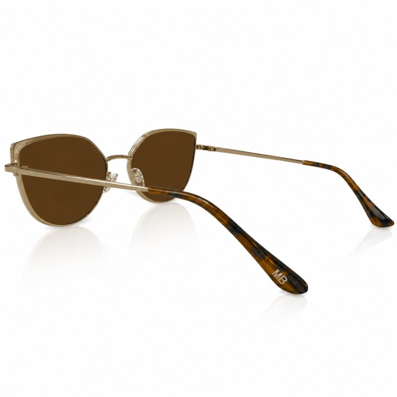 Okulary damskie złote brązowe UV 400 przeciwsłoneczne eleganckie vintage