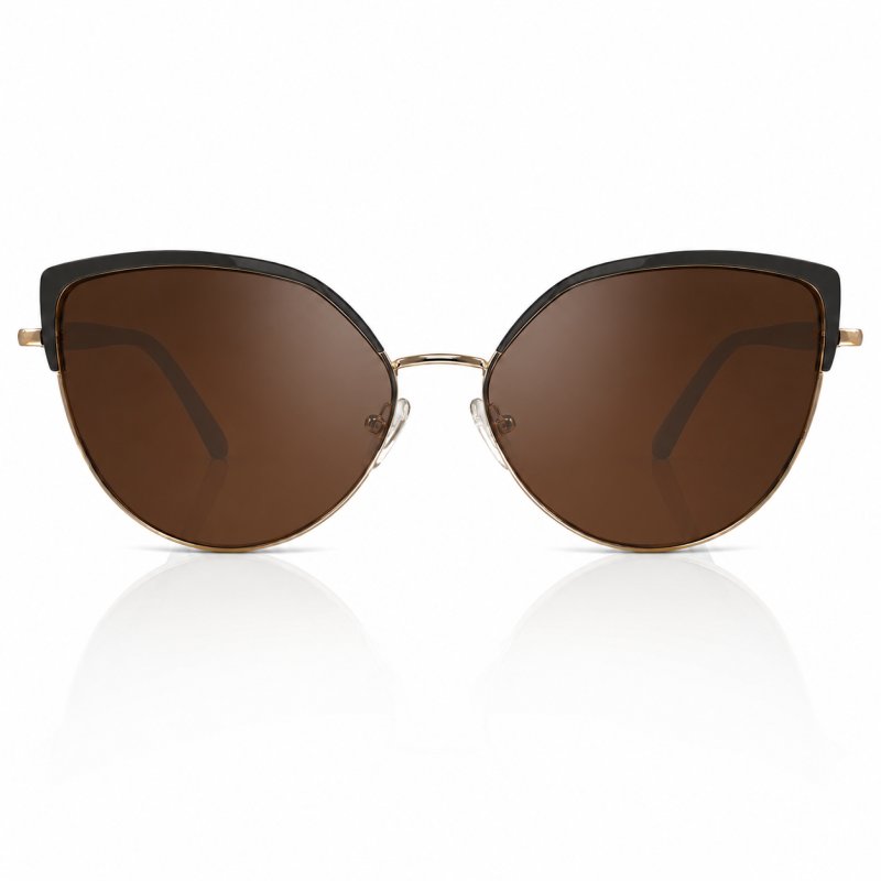 Okulary damskie złote brązowe UV 400 przeciwsłoneczne eleganckie vintage