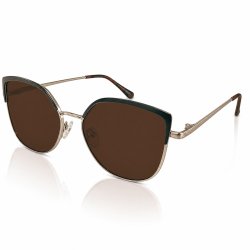 Okulary damskie złote brązowe UV 400 przeciwsłoneczne eleganckie vintage