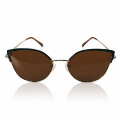 Okulary damskie złote brązowe UV 400 przeciwsłoneczne eleganckie vintage