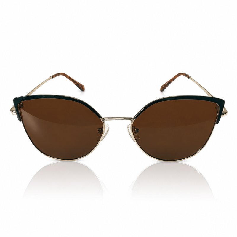 Okulary damskie złote brązowe UV 400 przeciwsłoneczne eleganckie vintage