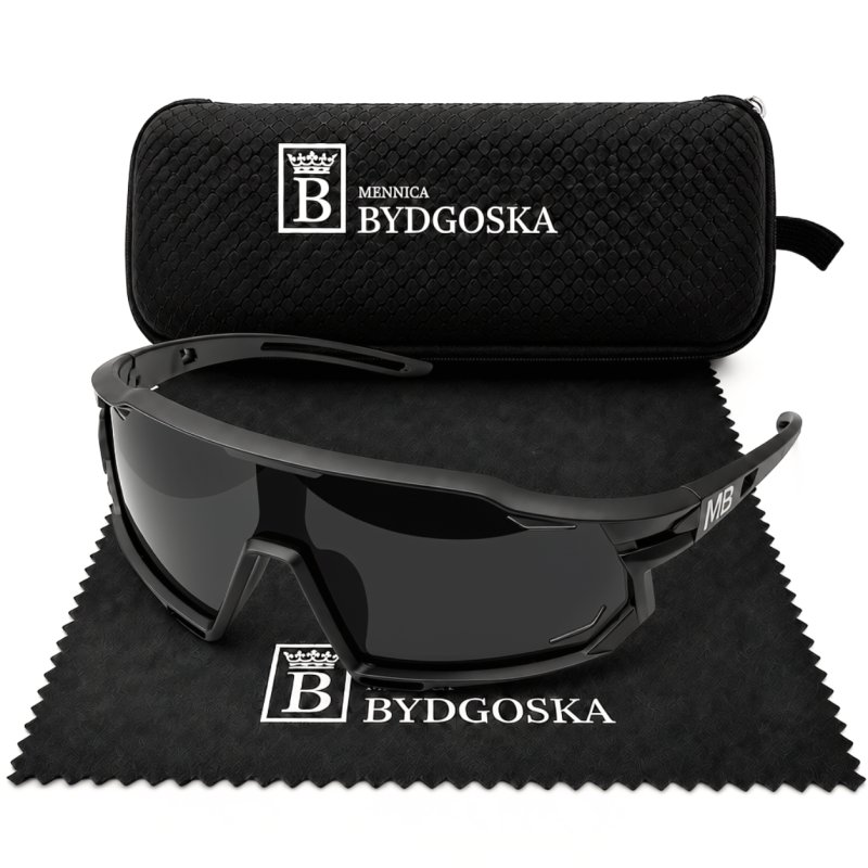 Okulary sportowe damskie męskie unisex polaryzacyjne przeciwsłoneczne czarne ergonomiczne