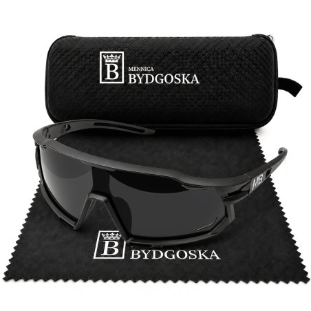 Okulary sportowe damskie męskie unisex polaryzacyjne przeciwsłoneczne czarne ergonomiczne