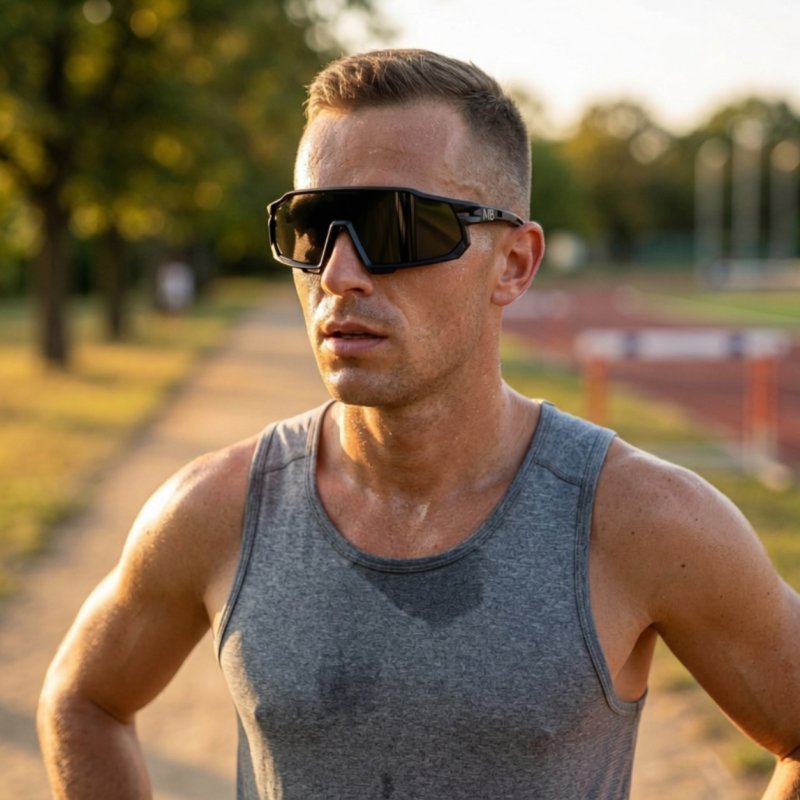 Okulary sportowe damskie męskie unisex polaryzacyjne przeciwsłoneczne czarne ergonomiczne