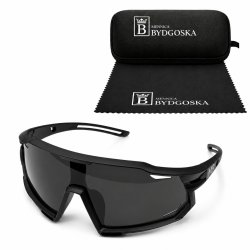 Okulary sportowe damskie męskie unisex polaryzacyjne przeciwsłoneczne czarne ergonomiczne