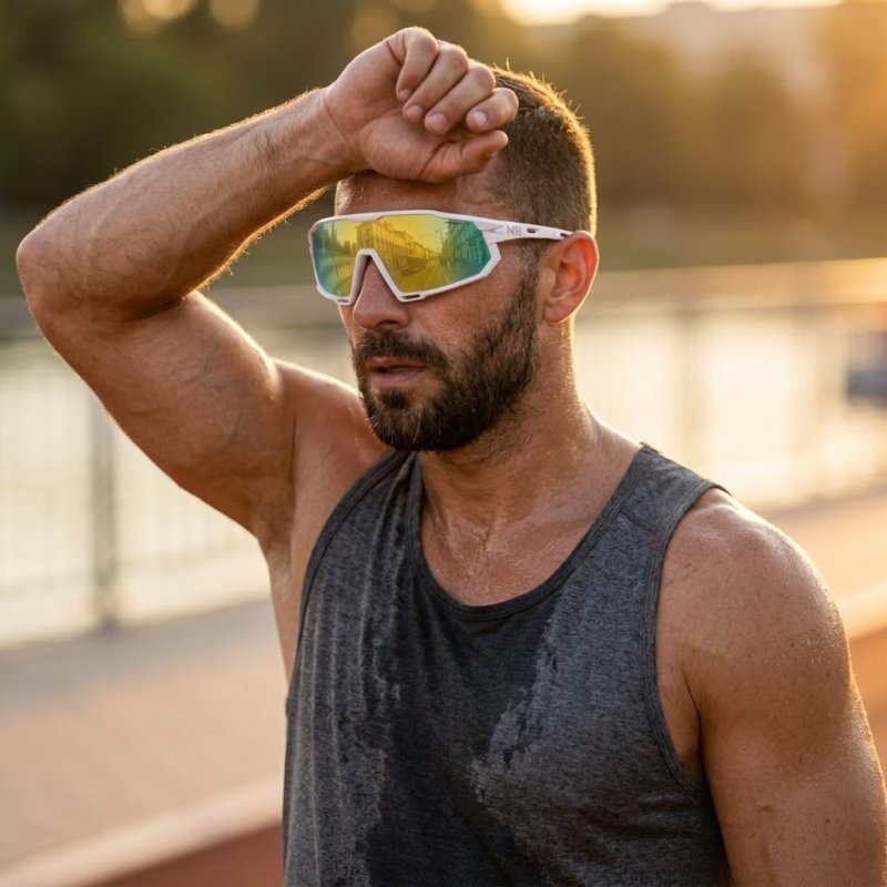 Okulary sportowe damskie męskie polaryzacyjne przeciwsłoneczne ergonomiczne białe