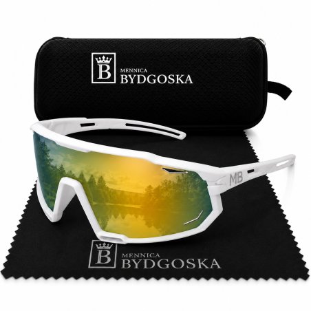 Okulary sportowe damskie męskie polaryzacyjne przeciwsłoneczne ergonomiczne białe