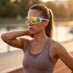 Okulary sportowe damskie męskie polaryzacyjne przeciwsłoneczne ergonomiczne białe