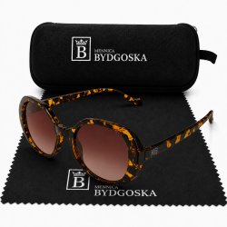 Okulary przeciwsłoneczne panterka bursztyn damskie UV400 polaryzacyjne moda