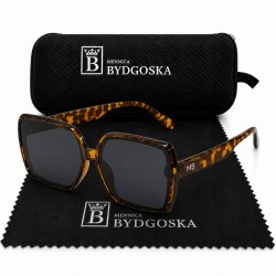 Okulary przeciwsłoneczne duże panterka bursztyn damskie UV400 polaryzacyjne