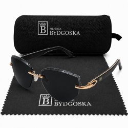 Okulary przeciwsłoneczne czarne drewno damskie UV400 polaryzacyjne