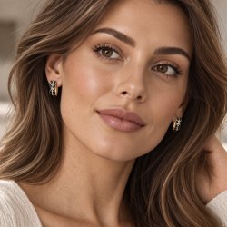 Eleganckie pozłacane kolczyki czarne kwiaty damskie angielskie stal 316L