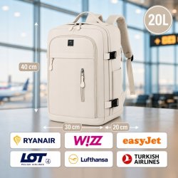 Biały plecak bagaż podręczny 40x30x20 Ryanair Wizz Air kabinowy 20L