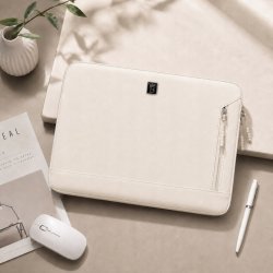 Kremowe beżowe etui na laptopa teczka torba pokrowiec 14,4-15,6 cali