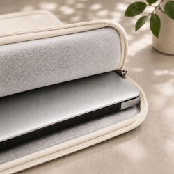Kremowe beżowe etui na laptopa teczka torba pokrowiec 14,4-15,6 cali